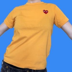 Comme des Garçons | PLAY Embroidered Heart Yellow T-Shirt Women’s Size Large L